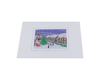 5064 Village Scene - Woven Christmas Card