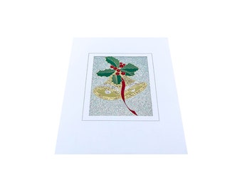 5030  Two Bells & Holly - Woven Christmas Card