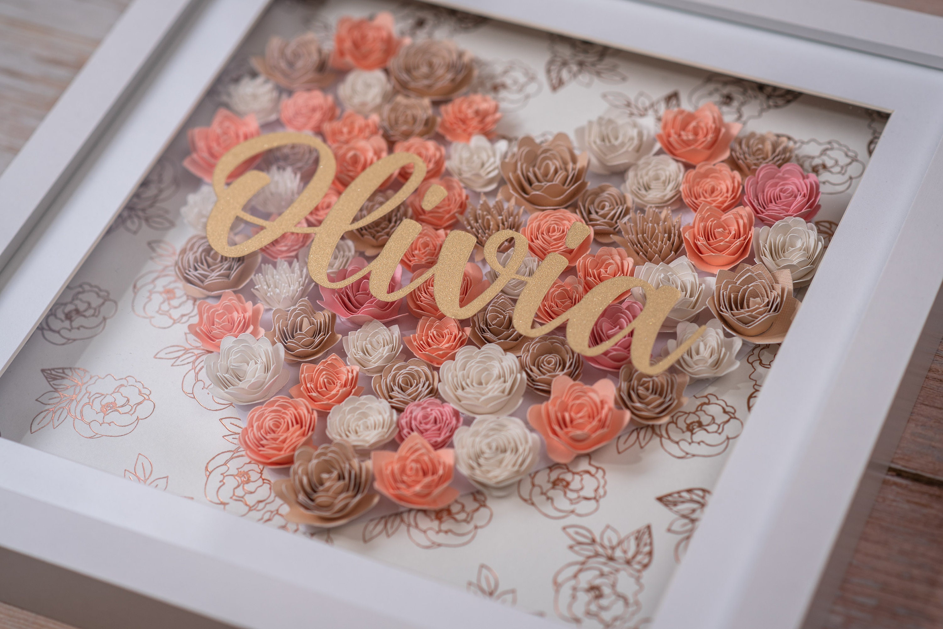 Personalised shadow box Rolled flower shadow box Etsy