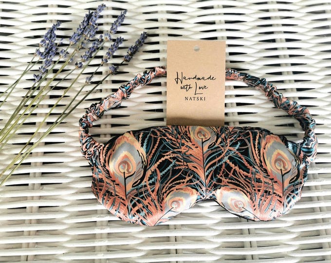 Liberty print Weighted Eye mask pillow. Sleep mask -100% silk - Lavender & flax