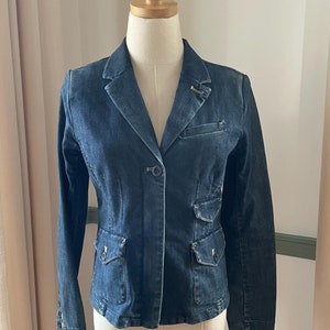 Fabulous 2000&#39;s Fitted Jean Jacket Size Small | Vintage Denim Jean Jacket | Women&#39;s Size 4 Denim Jean Jacket