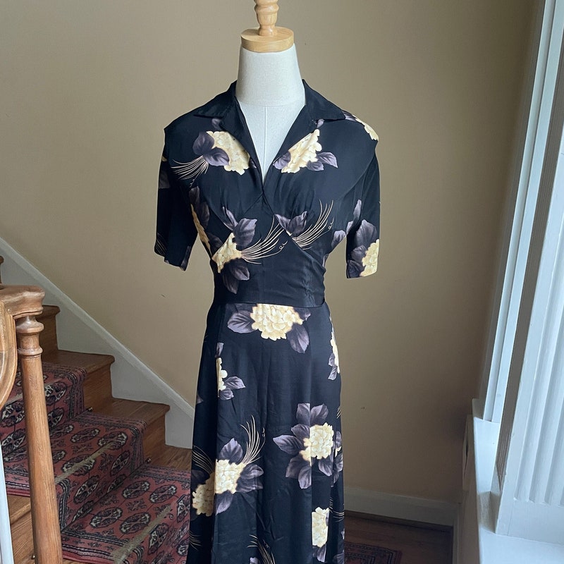 1980s Floral Belted Dress by Karen Alexander | XS/S