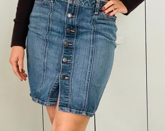 button front skirt etsy