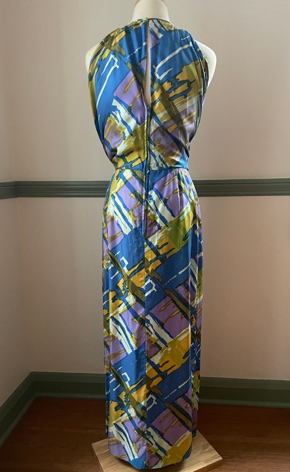 1960s Abstract Print Halter Style Maxi Dress | Vi… - image 6