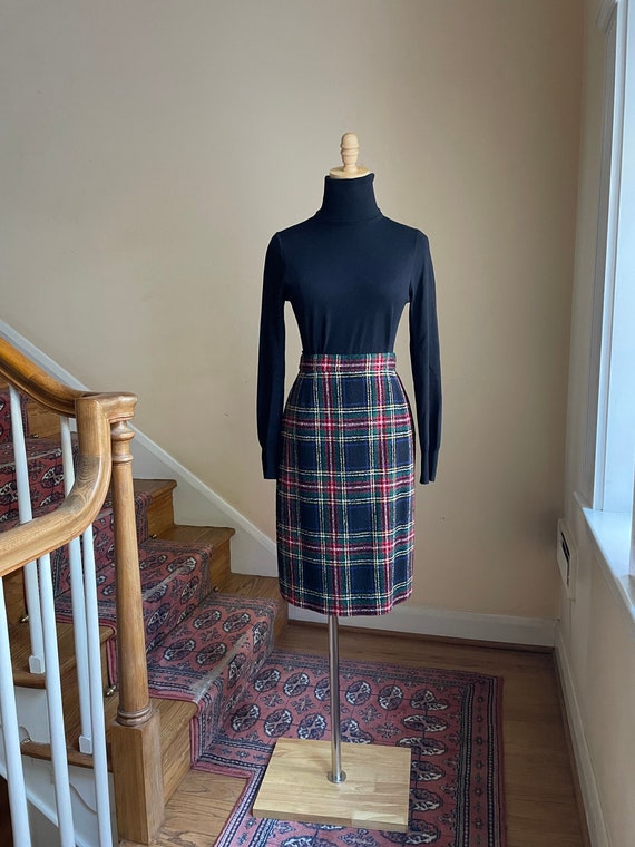 1970s Giorgio Grati Plaid Wool Skirt | Vintage Blu