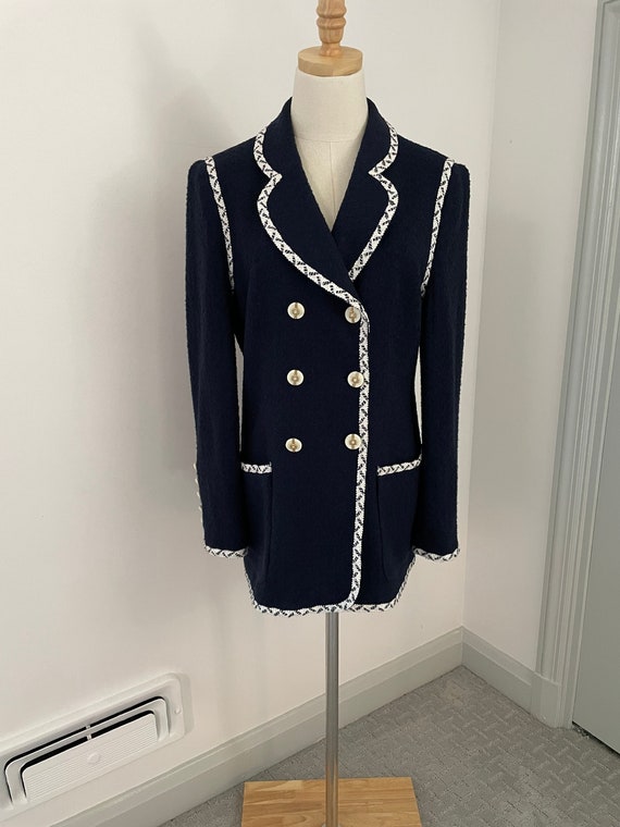 Louis Feraud Boucle Jacket with Braid Trim | Navy 