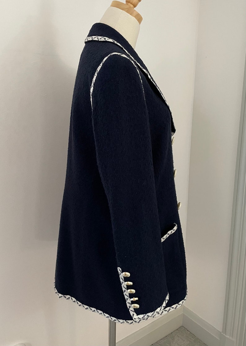 'Navy Boucle Contrast Collar' blazer Blazer, suits