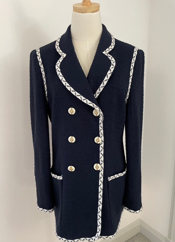 Louis Feraud Boucle Jacket with Braid Trim | Navy… - image 2