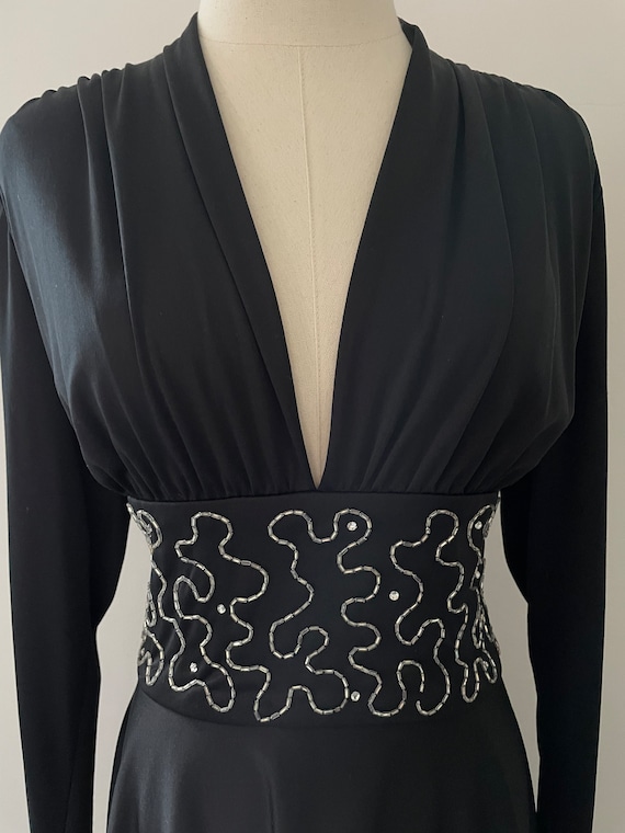 Vintage Ives Cardone Black Cocktail Dress Size Me… - image 4