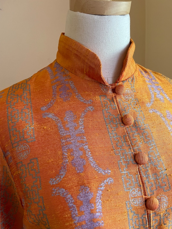 1970s Alfred Shaheen Oriental Print Silk Button F… - image 5