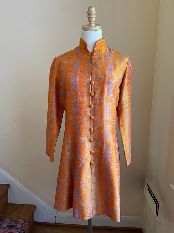 1970s Alfred Shaheen Oriental Print Silk Button F… - image 2