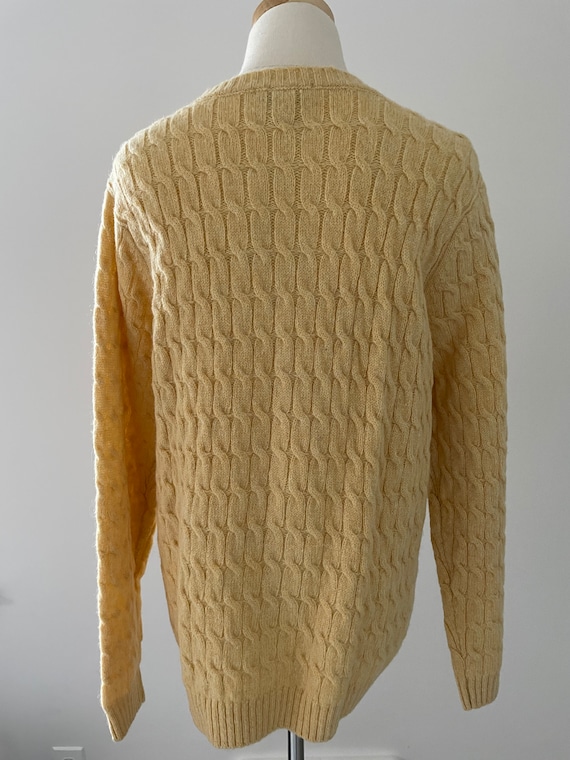 Vintage Yellow Heather Cable Knit Wool Cardigan S… - image 6