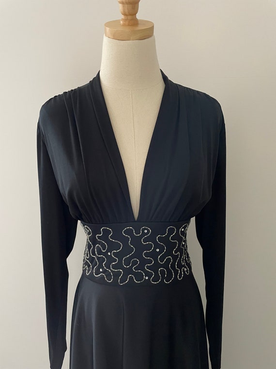 Vintage Ives Cardone Black Cocktail Dress Size Me… - image 2