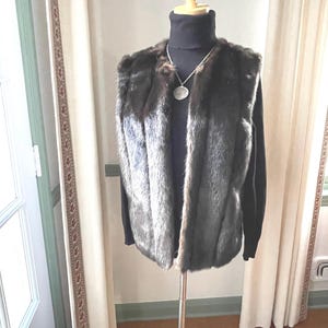 Fabulous Faux Fur Sable Brown Vest | Dennis Basso Faux Fur Vest Size Small | Vintage Designer Faux Fur Vest