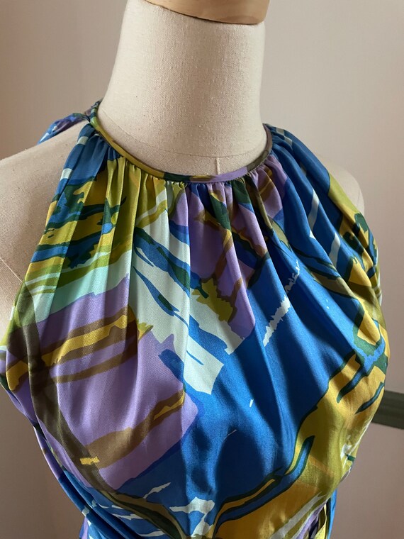 1960s Abstract Print Halter Style Maxi Dress | Vi… - image 5