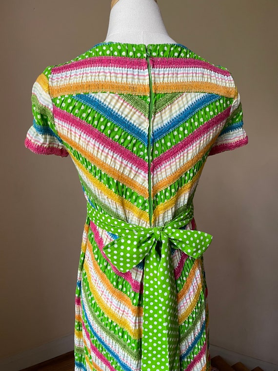 1970s Albert Nipon Polka Dot and Ruffle Hem Maxi … - image 6