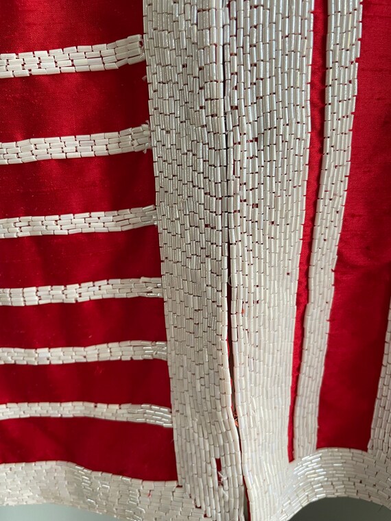 Red Evening Jacket with White Beading | Vintage R… - image 9