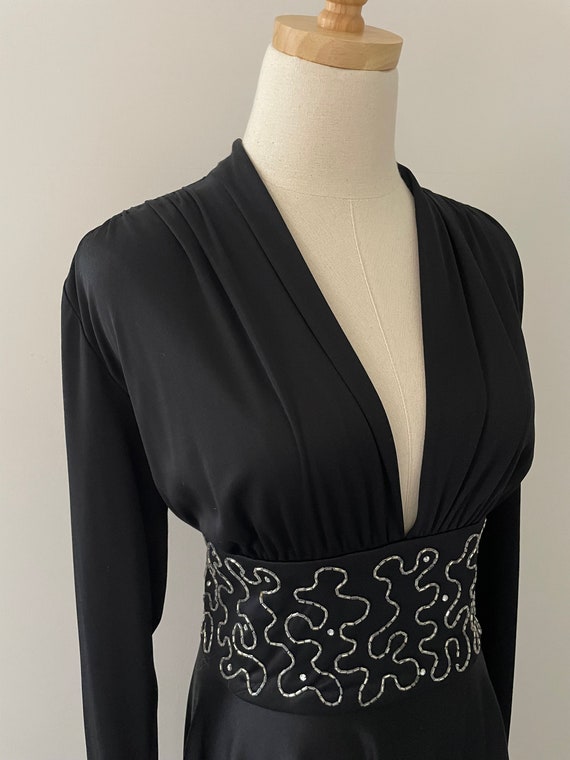 Vintage Ives Cardone Black Cocktail Dress Size Me… - image 3