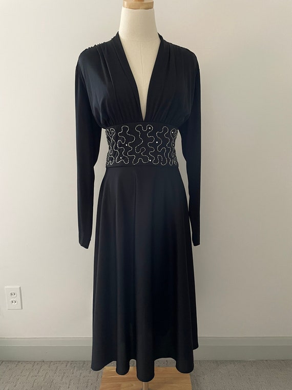 Vintage Ives Cardone Black Cocktail Dress Size Me… - image 1