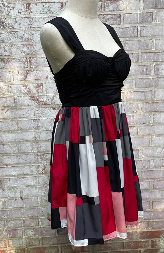 1980s Candies Color Block Mini Dress | 1980s Bust… - image 3