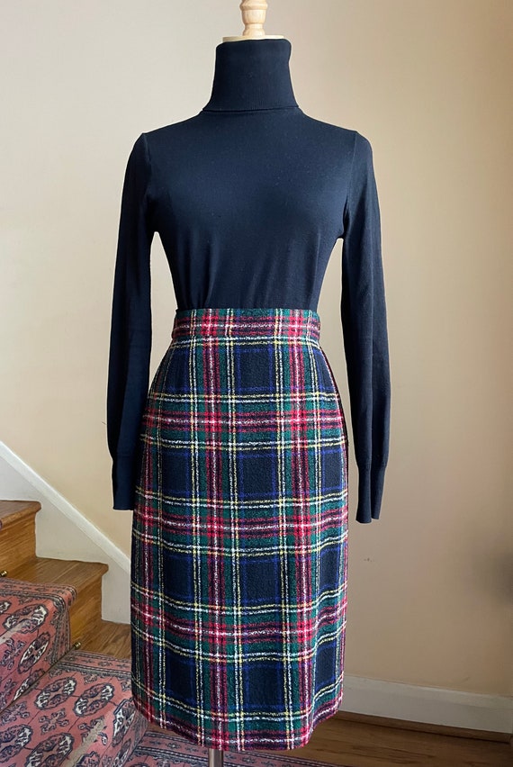 1970s Giorgio Grati Plaid Wool Skirt | Vintage Bl… - image 2