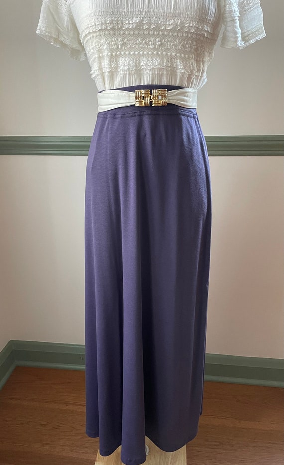 Vintage 1990s Purple Maxi Skirt with Elastic Waist