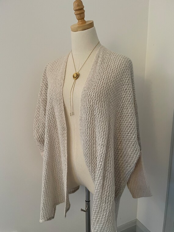 Free People Oversized Cardigan Sweater Open Knit Lace Inset Womens Size Medium Beige Medium Oversized Open Weave and Lace Cardigan Etsy Canada