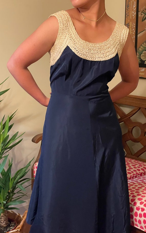 BLue and ivory taffeta dress - Beatriz Rueda