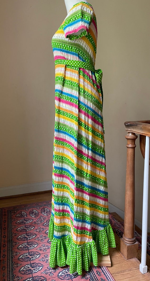 1970s Albert Nipon Polka Dot and Ruffle Hem Maxi … - image 2