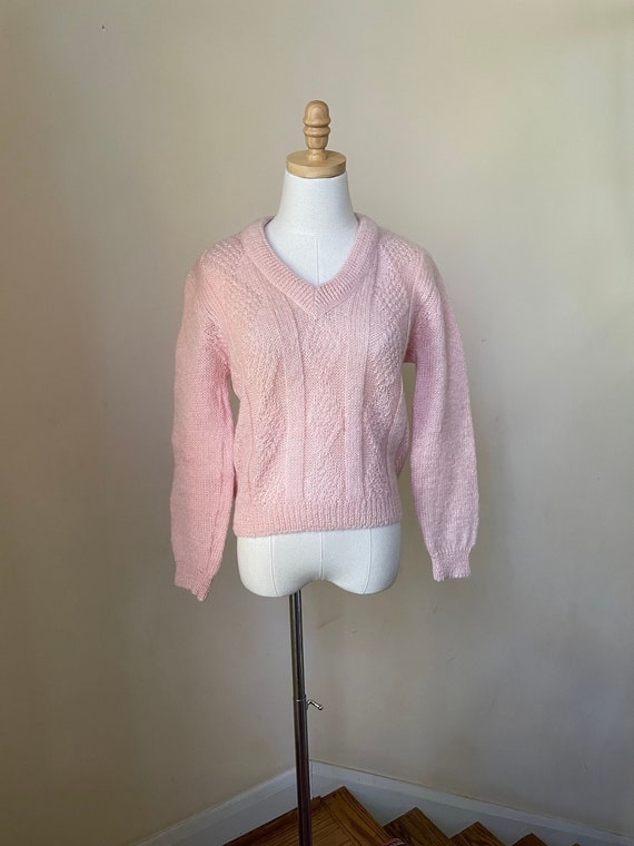 1960s Pink Mohair and Wool V-Neck Sweater | 1960s 