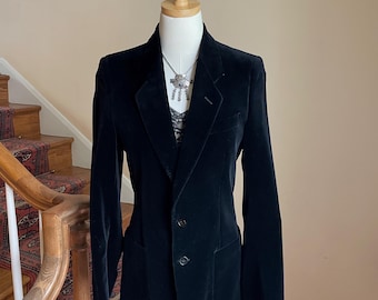 Unisex Black Velvet Double Vent Blazer Size 36 Regular or Women's Small/Medium