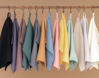 Handdoekenset met wafelpatroon van biologisch katoen: absorberende keuken- en badhanddoeken