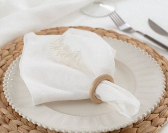 Linen napkin white - dinner napkins set - organic cloth napkins - reusable napkins - wedding fabric napkin - size 40x40cm/16x16''