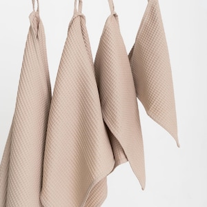 BEIGE waffle towels, towels set, towels for bath, kitchen, face towels.