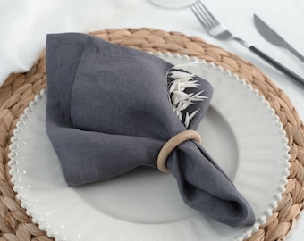 Linen napkin gray - dinner napkins set - organic cloth napkins - reusable napkins - wedding fabric napkin - size 40x40cm/16x16''