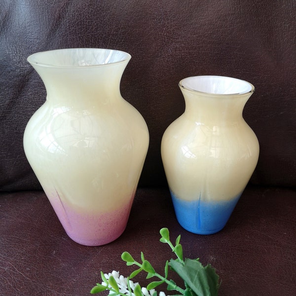 Caithness Art Glass Vase, Choice of 6" cream and pink, or 5" cream and blue
