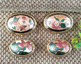 Cloisonne Pill Box OR Mini Ashtray, choice of pattern, retro handbag accessory
