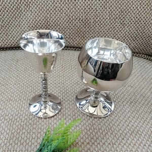 PAIR Spanish Goblets, Small Falstaff Cups, silver plated stemware, sold together