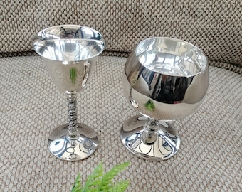 PAIR Spanish Goblets, Small Falstaff Cups, Silver Plated Stemware