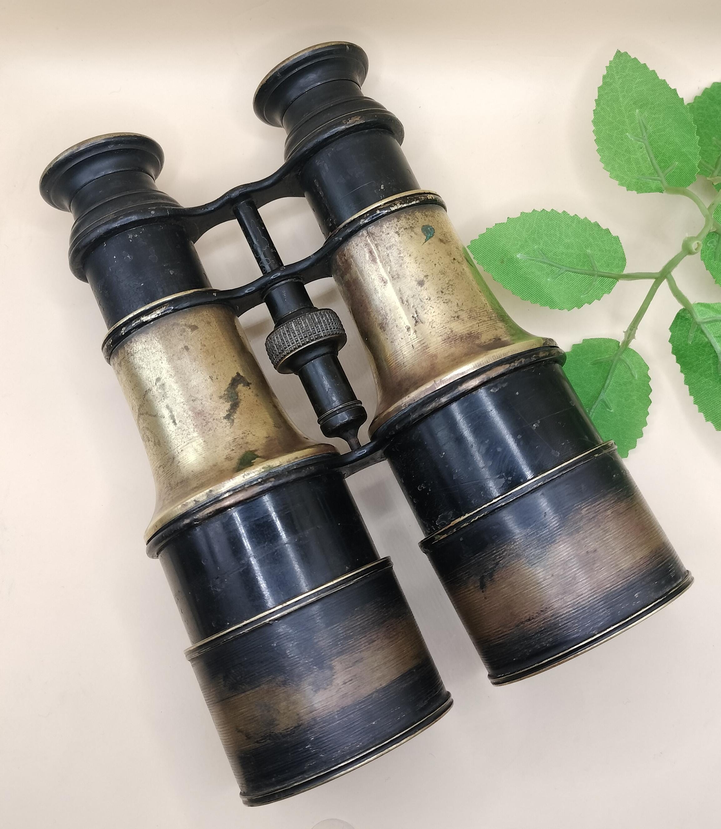 Antique Binoculars, First World War Field Glasses, Unmarked Brass