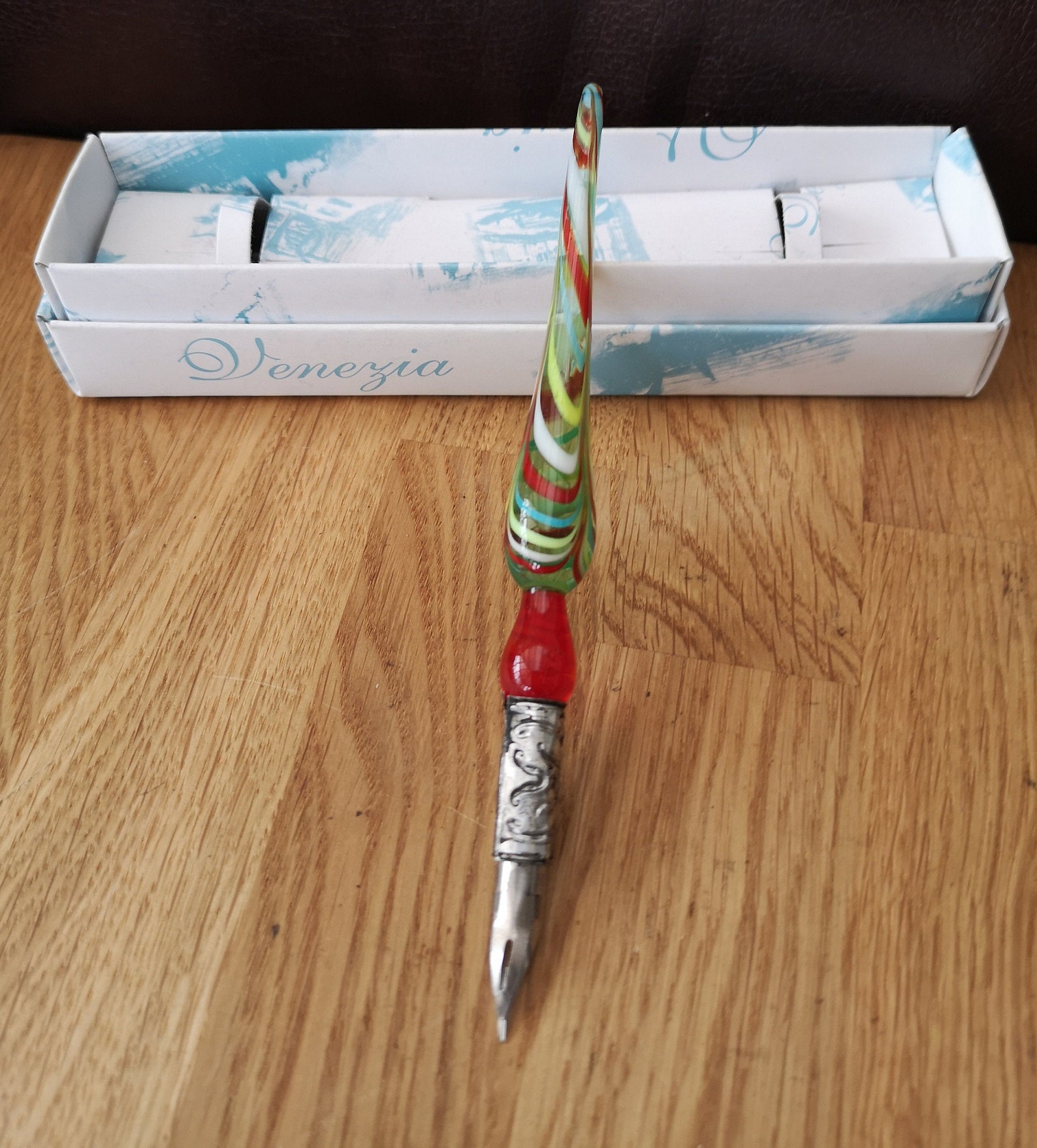 thumbnail image 2 of Glass Dip Pen Gift Set – Handmade High Boron Glass, Random Color Ink, Stand Included, Chic Craft 2 of 5
