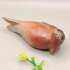 Handmade Seal Figurine, vintage studio pottery, ocean lover gift