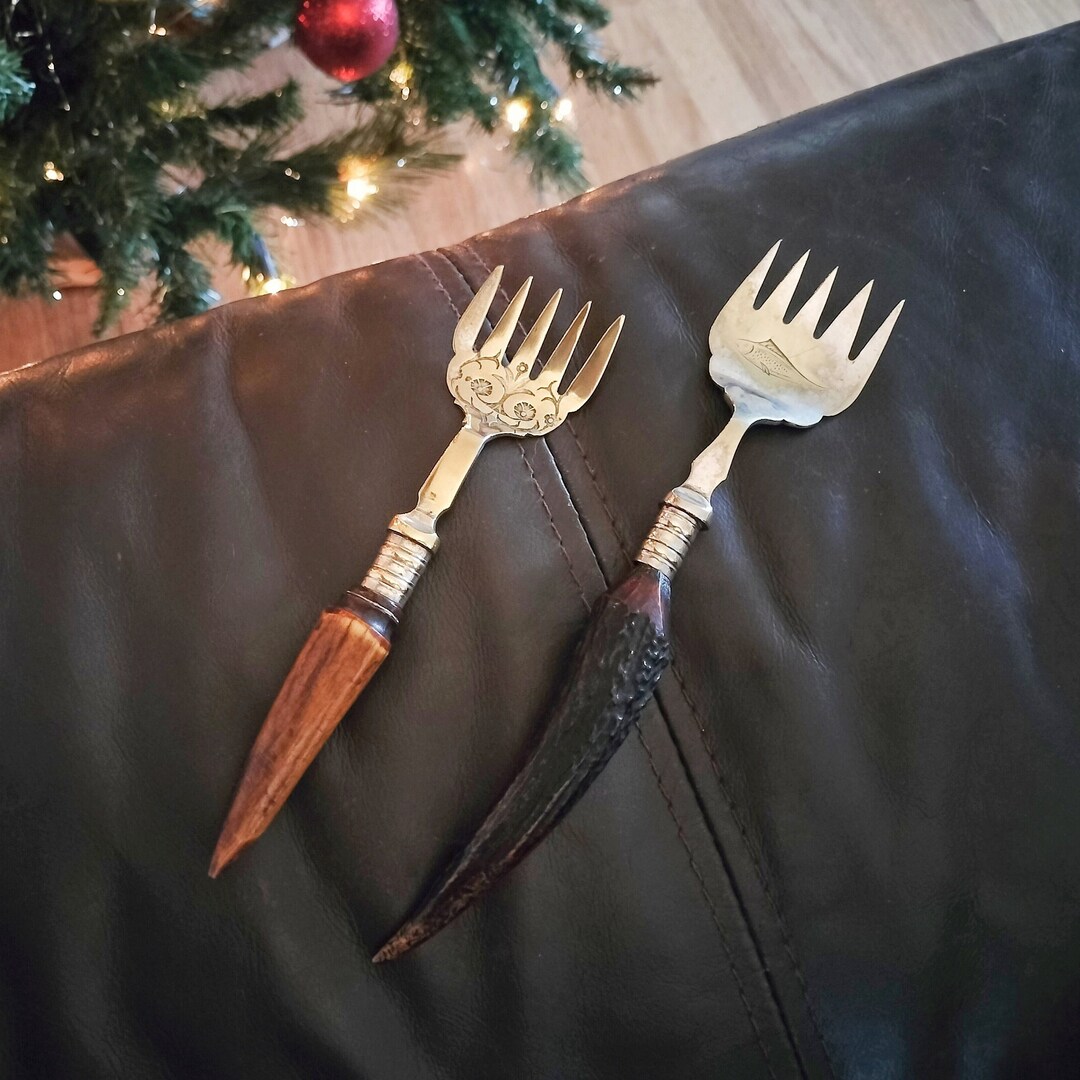 Antique Sardine Forks With Antler Handle, Sold Separately, Choice of