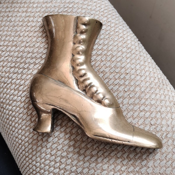 Victorian Brass Boot, good luck ornaments, hearth decor, granny shoes