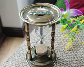 Brass Egg Timer, made in England, vintage Newquay souvenir