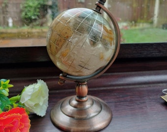 Small Gemstone Globe, home office decor, bookshelf ornament