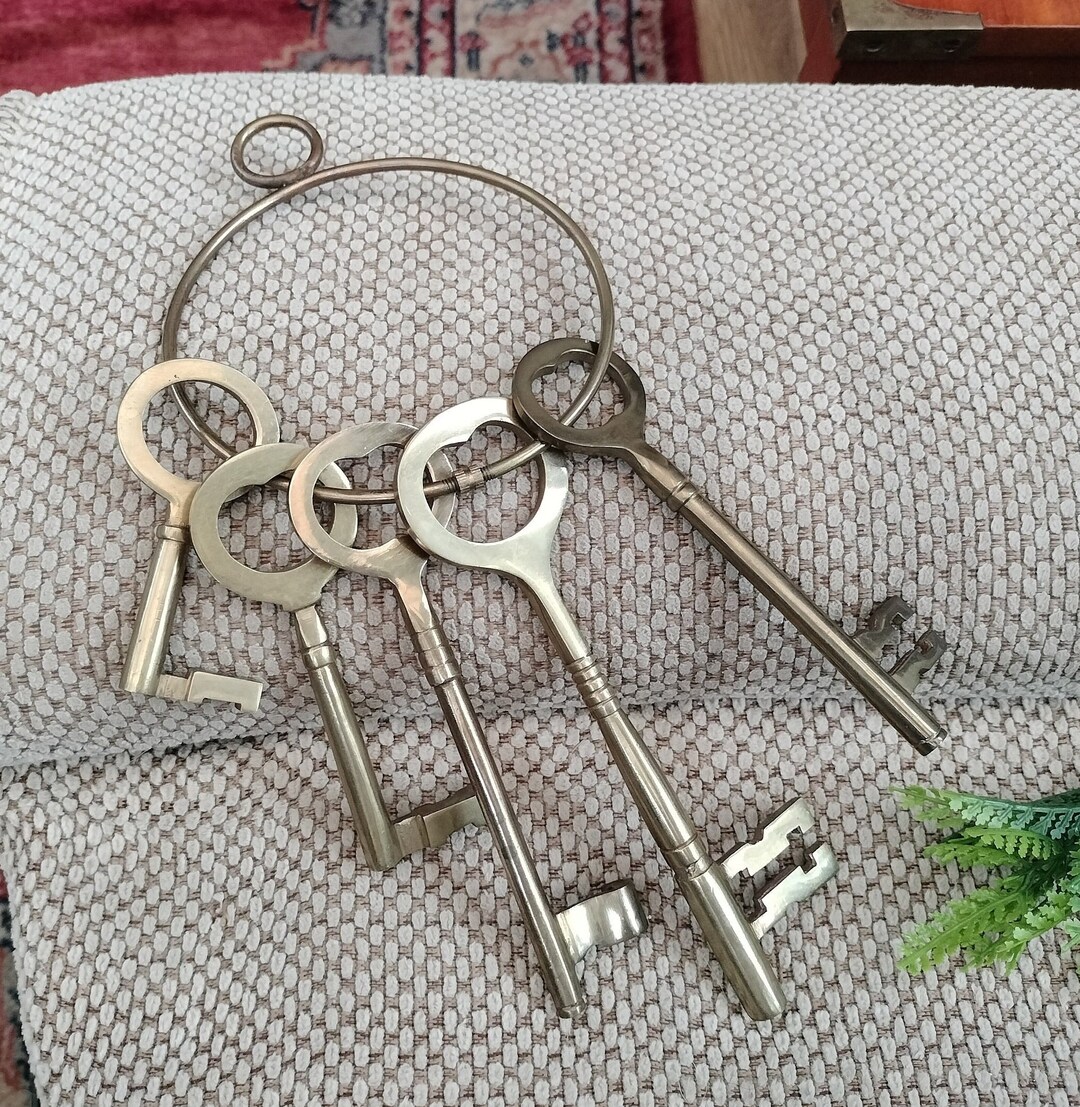 5 Brass Keys on a Ring Well Made Jailer's Keyring Wall Etsy