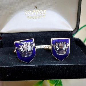 Royal Navy Cufflinks, gold plated toggle back pair by Sophos, original gift box