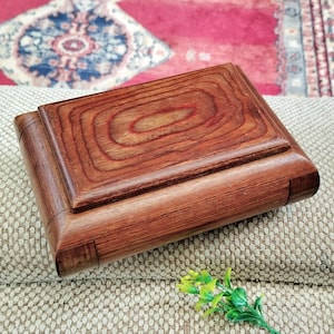 Rounded Sides Trinket Box, solid wood handmade storage, lift off lid