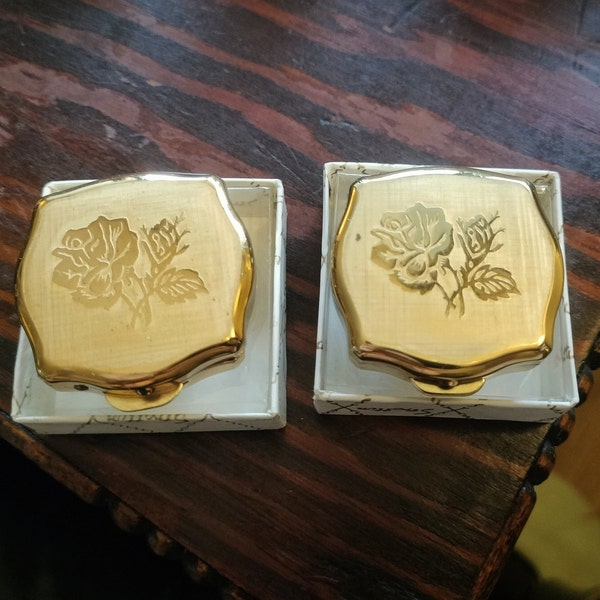 Stratton Pill Box & Mini Ashtray, matching vintage pair, original boxes, England